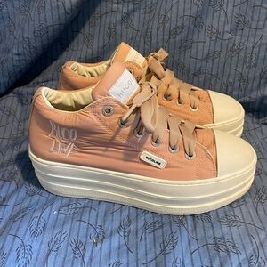 Rucoline Italian platform pink and white sneakers size 39 US 9